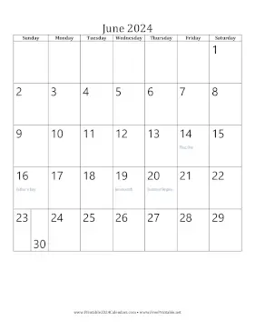 June 2024 Calendar (vertical) Calendar