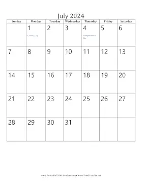 July 2024 Calendar (vertical) Calendar