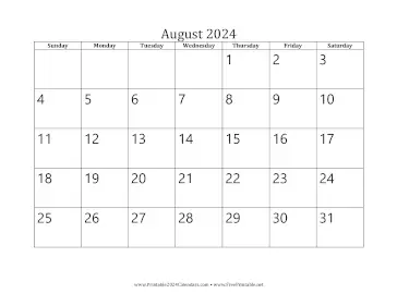 August 2024 Calendar Calendar