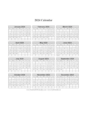 2024 Calendar One Page Vertical Grid Calendar