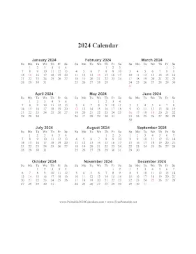 2024 Calendar One Page Vertical Holidays in Red Calendar