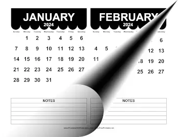2024 Cute Scallop Calendar Calendar