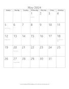 May 2024 Calendar (vertical) calendar