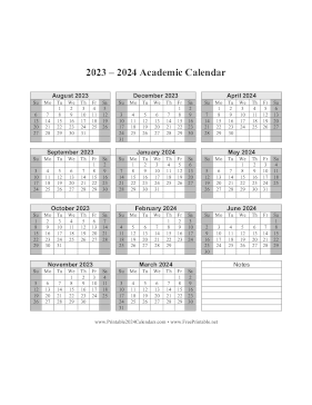 Calendar 2024 Printable One Page, 2023-2024 Monthly School, Academic, Blank  Calendar