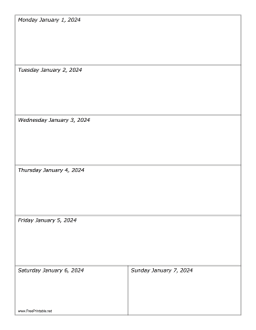 01/01/2024 Weekly Calendar-portrait Calendar