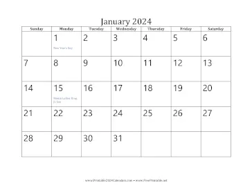 January 2024 Calendar Calendar