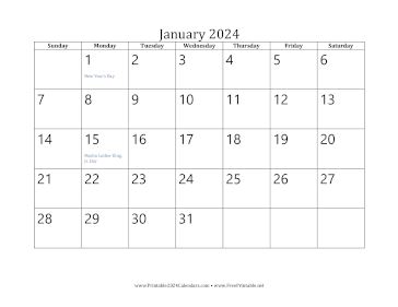 January 2024 Calendar Calendar