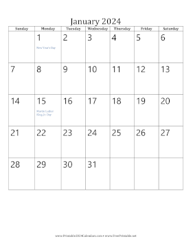 January 2024 Calendar (vertical) Calendar