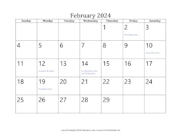 February 2024 Calendar Calendar