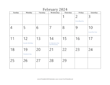 February 2024 Calendar Calendar