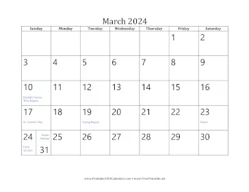 March 2024 Calendar Calendar