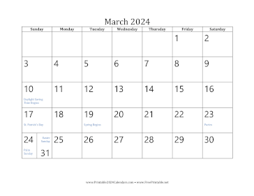 March 2024 Calendar Calendar