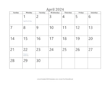 April 2024 Calendar Calendar