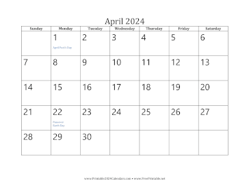 April 2024 Calendar Calendar