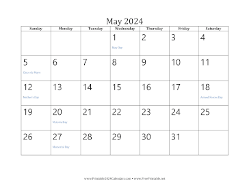 May 2024 Calendar Calendar