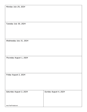 07/29/2024 Weekly Calendar-portrait Calendar