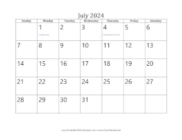 July 2024 Calendar Calendar