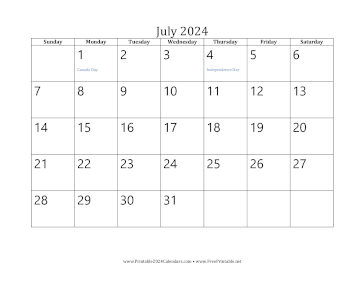 July 2024 Calendar Calendar