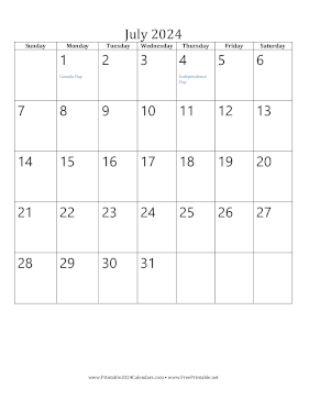 July 2024 Calendar (vertical) Calendar