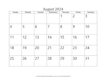 August 2024 Calendar Calendar