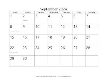 September 2024 Calendar Calendar