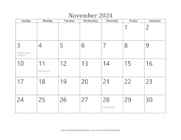 November 2024 Calendar Calendar