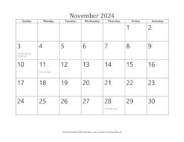 November 2024 Calendar Calendar