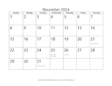 December 2024 Calendar Calendar