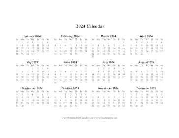 2024 Calendar One Page Horizontal Calendar