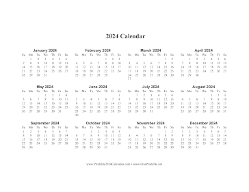 2024 Calendar One Page Horizontal Calendar