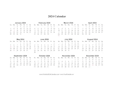 2024 Calendar One Page Horizontal Holidays In Red Calendar
