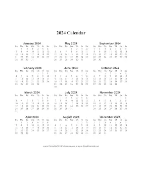 2024 Calendar One Page Vertical Descending Calendar