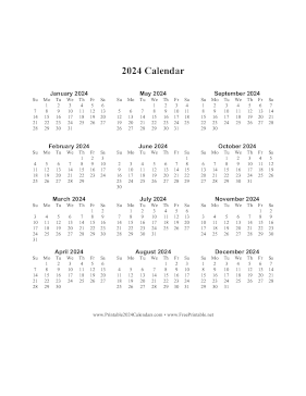 2024 Calendar One Page Vertical Descending Calendar