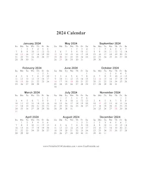 2024 Calendar One Page Vertical Descending Holidays in Red Calendar