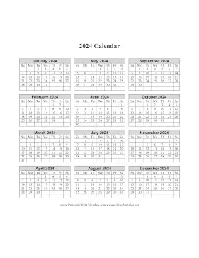2024 Calendar One Page Vertical Grid Descending Calendar