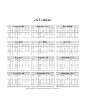 2024 Calendar One Page Vertical Monday Start Calendar