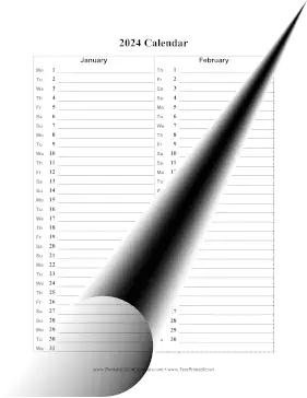 2024 Calendar Vertical List Calendar
