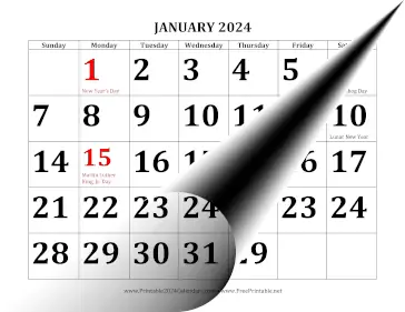 2024 Large Print Calendar