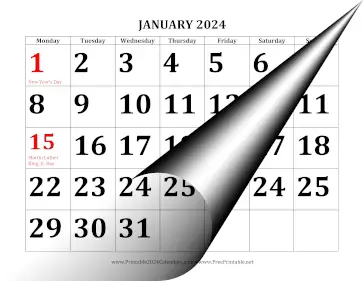 2024 Large Print Calendar with Monday Start Calendar