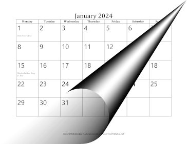 2024 Calendar with Monday Start Calendar