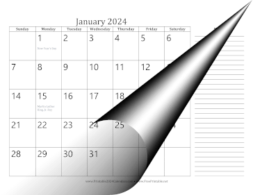 2024 Monthly Calendar with Notes Landscape Calendar