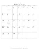 January 2024 Calendar (vertical) calendar