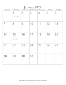 January 2024 Calendar (vertical) calendar