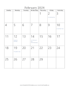 February 2024 Calendar (vertical)