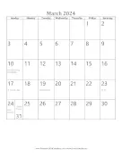 March 2024 Calendar (vertical) calendar