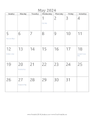 May 2024 Calendar (vertical) calendar