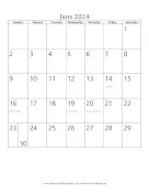 June 2024 Calendar (vertical) calendar