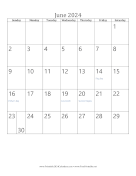 June 2024 Calendar (vertical)