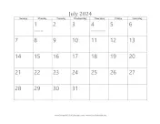 July 2024 Calendar calendar