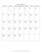 July 2024 Calendar (vertical) calendar